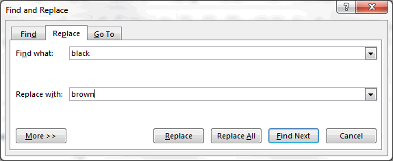 Find And Replace Dialog
