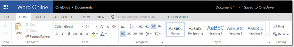 Word Online Ribbon
